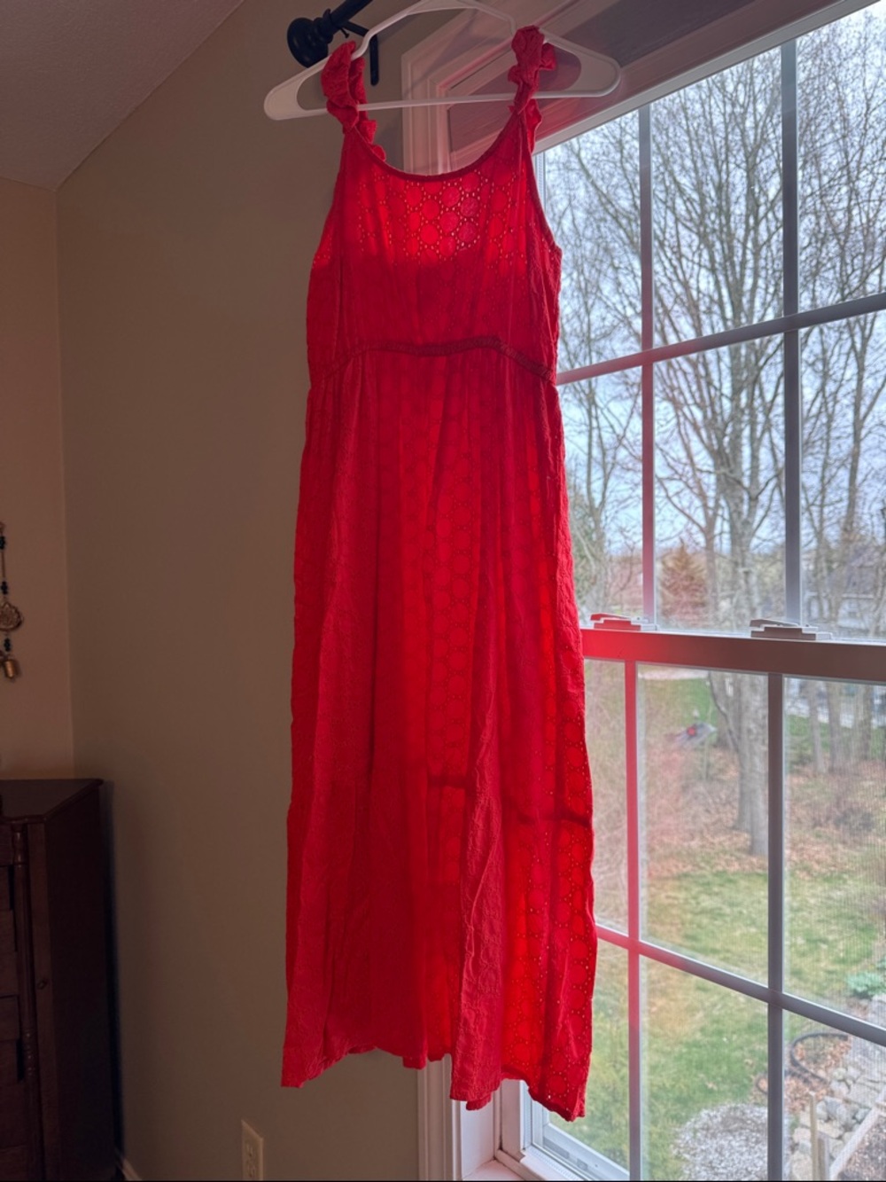 Jessica Simpson Red Eyelet Sleeveless Maxi Dress